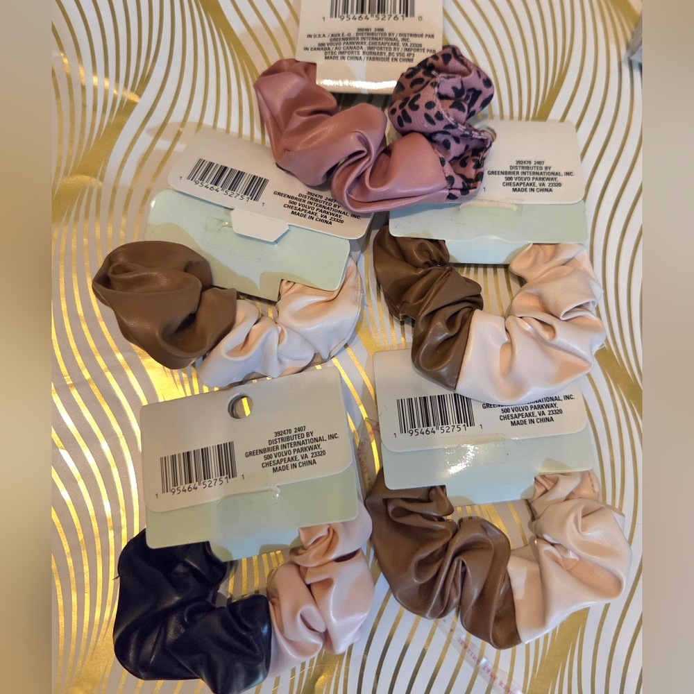 Faux Leather Scrunchies Set of 5